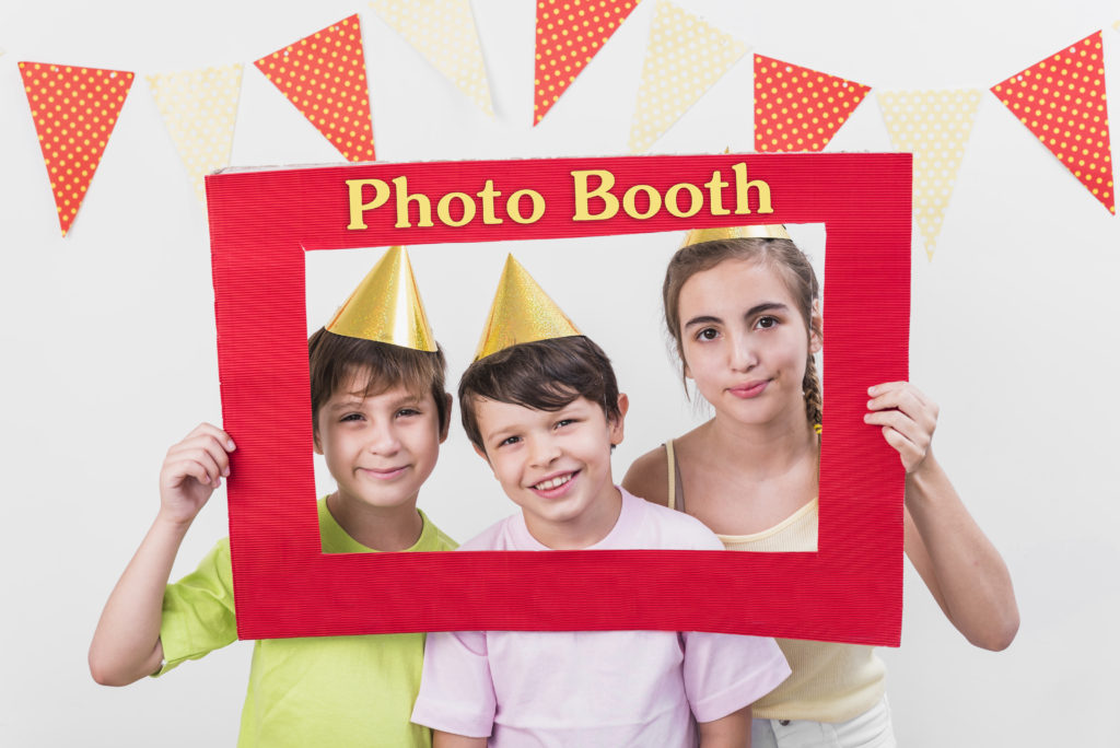 Photo booth - at Birthday party video invitation